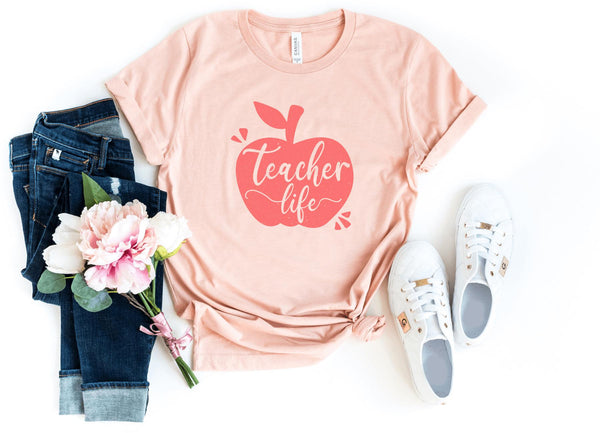 T-Shirt-Teacher Life T-Shirt-S-Heather Peach-Jack N Roy