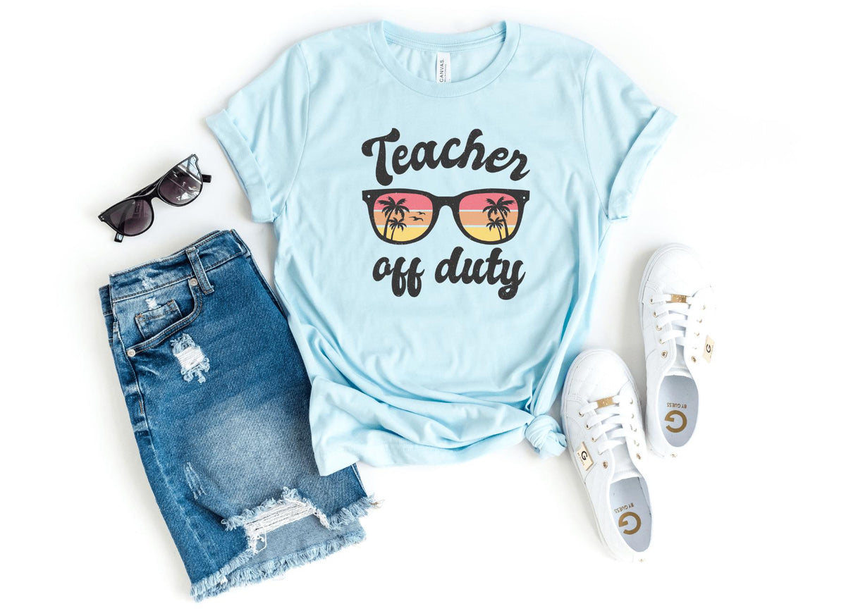 T-Shirt-Teacher Off Duty T-Shirt-S-Heather Ice Blue-Jack N Roy