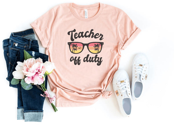 T-Shirt-Teacher Off Duty T-Shirt-S-Heather Peach-Jack N Roy