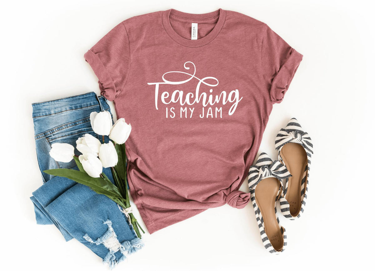 T-Shirt-Teaching Is My Jam T-Shirt-S-Heather Mauve-Jack N Roy