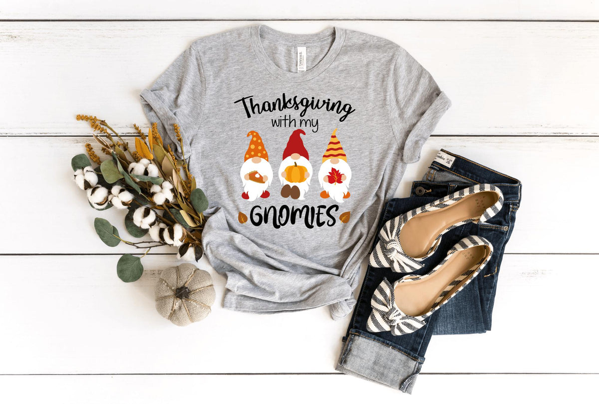 T-Shirt-Thanksgiving Gnomies T-Shirt-S-Athletic Heather-Jack N Roy