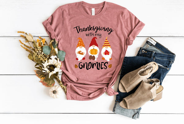 T-Shirt-Thanksgiving Gnomies T-Shirt-S-Heather Mauve-Jack N Roy