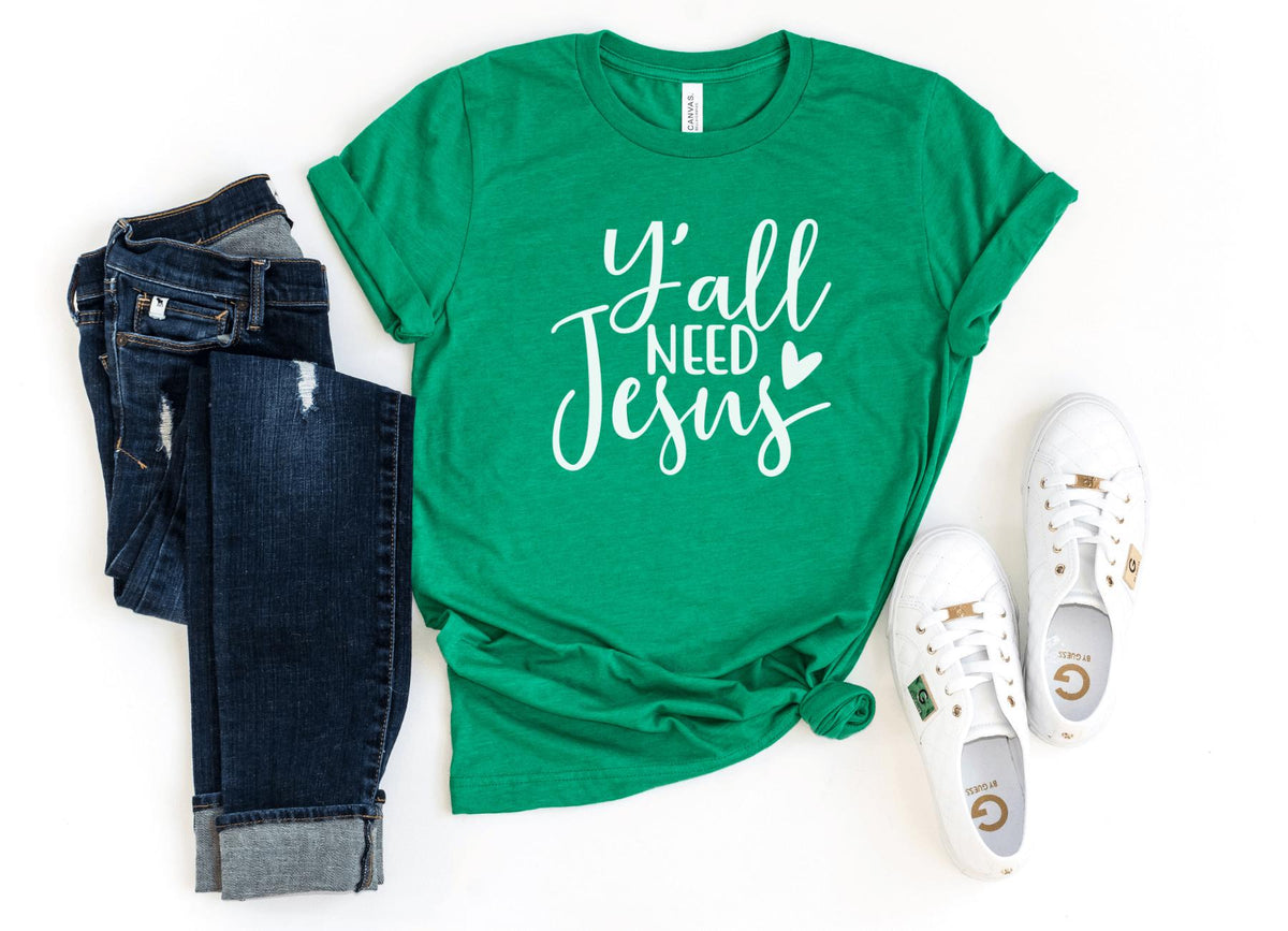 T-Shirt-Y'All Need Jesus T-Shirt-S-Heather Kelly-Jack N Roy