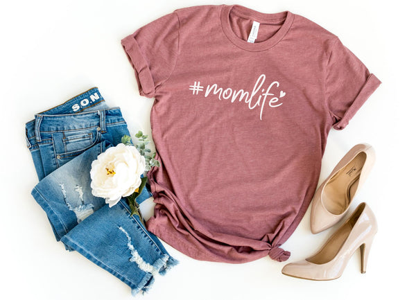 T-Shirt-# momlife T-Shirt-S-Heather Mauve-Jack N Roy