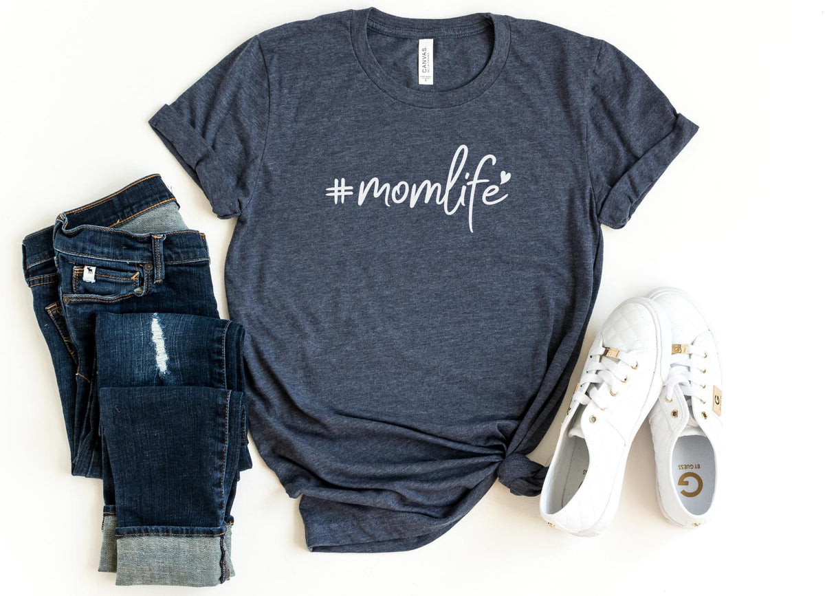 T-Shirt-# momlife T-Shirt-S-Heather Navy-Jack N Roy