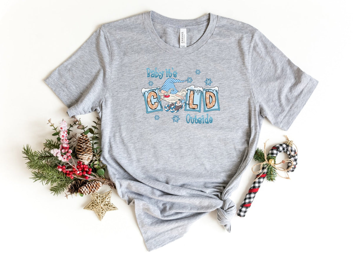 T-Shirt-Baby It's Cold Outside Gnome T-Shirt-S-Athletic Heather-Jack N Roy