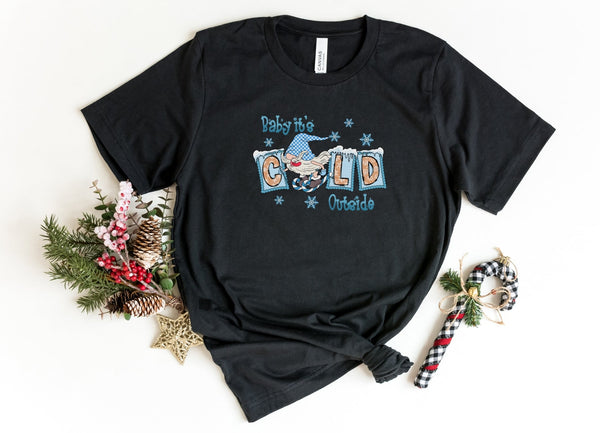 T-Shirt-Baby It's Cold Outside Gnome T-Shirt-S-Black-Jack N Roy