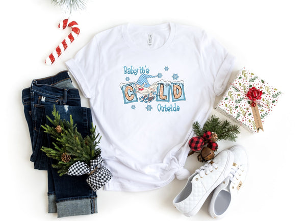 T-Shirt-Baby It's Cold Outside Gnome T-Shirt-S-White-Jack N Roy