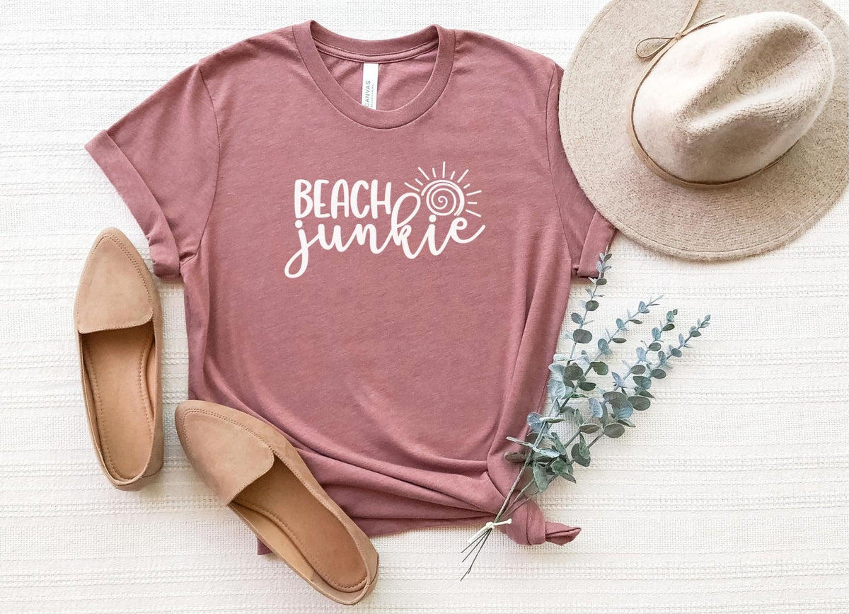 T-Shirt-Beach Junkie T-Shirt-S-Heather Mauve-Jack N Roy