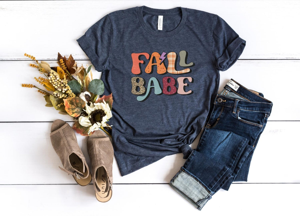 T-Shirt-Fall Babe T-Shirt-S-Heather Navy-Jack N Roy