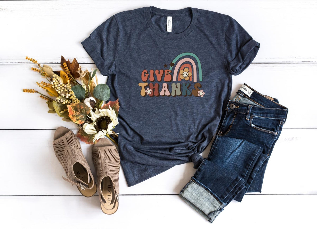 T-Shirt-Give Thanks T-Shirt-S-Heather Navy-Jack N Roy