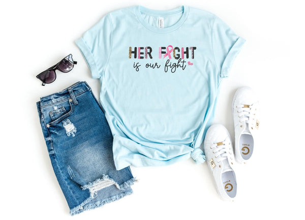 T-Shirt-Her Fight, Is Our Fight T-Shirt 🎗️-S-Heather Ice Blue-Jack N Roy