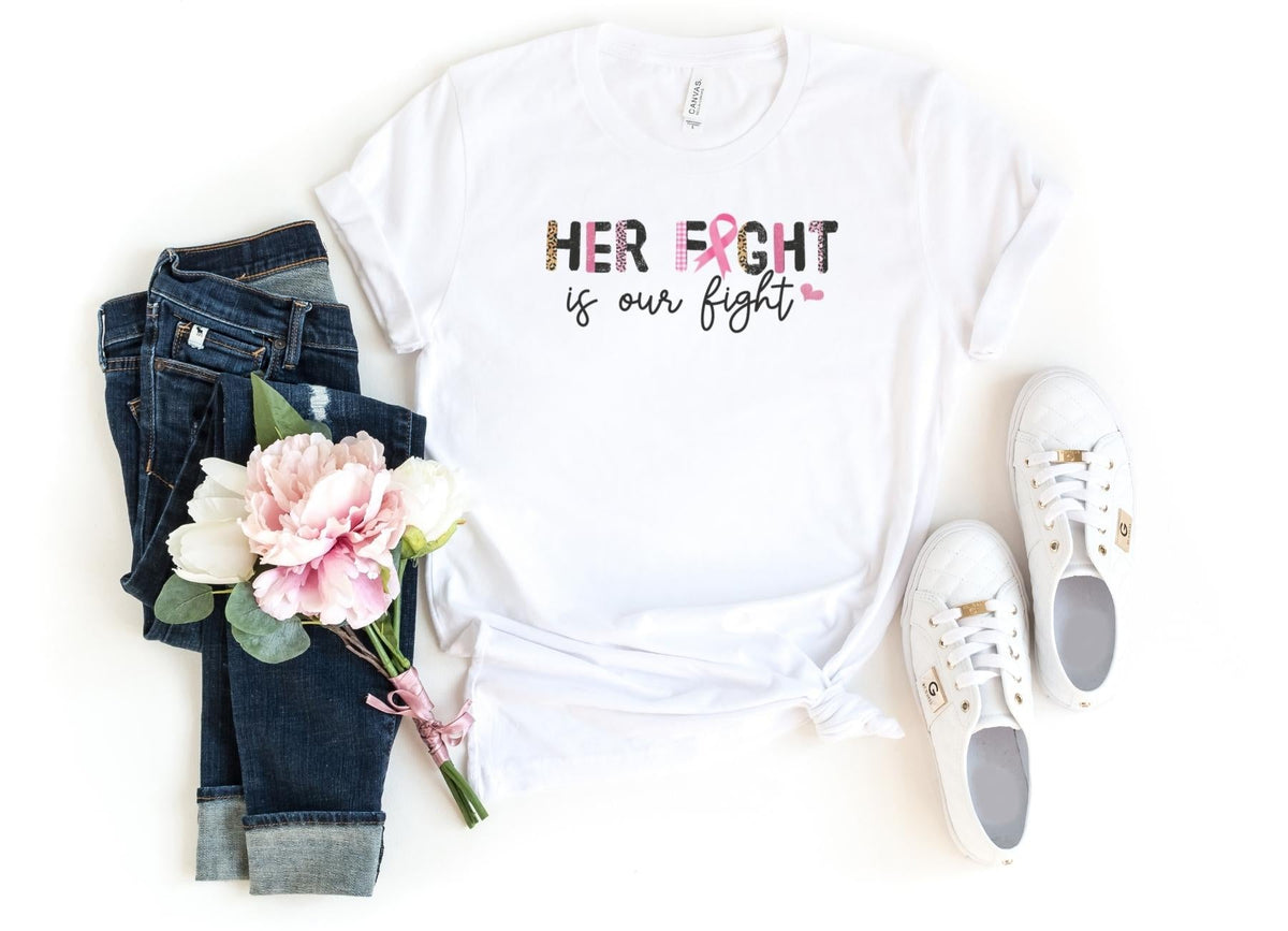 T-Shirt-Her Fight, Is Our Fight T-Shirt 🎗️-S-White-Jack N Roy