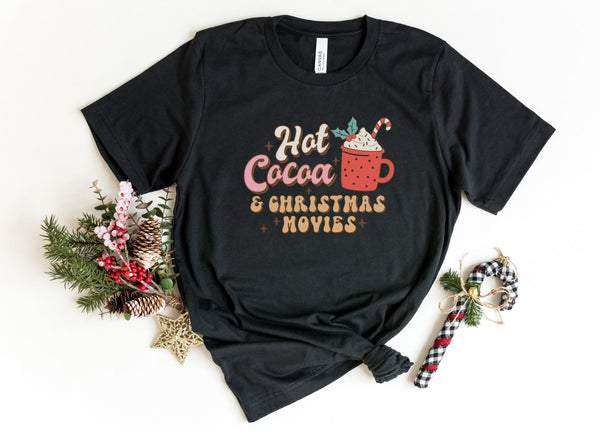 T-Shirt-Hot Cocoa & Christmas Movies T-Shirt-S-Black-Jack N Roy