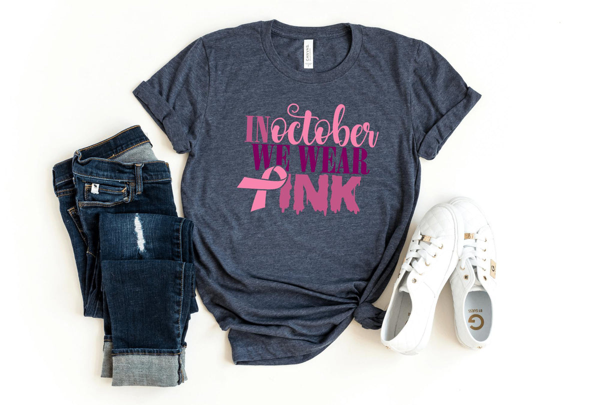 T-Shirt-In October We Wear Pink T-Shirt 🎗️-S-Navy-Jack N Roy