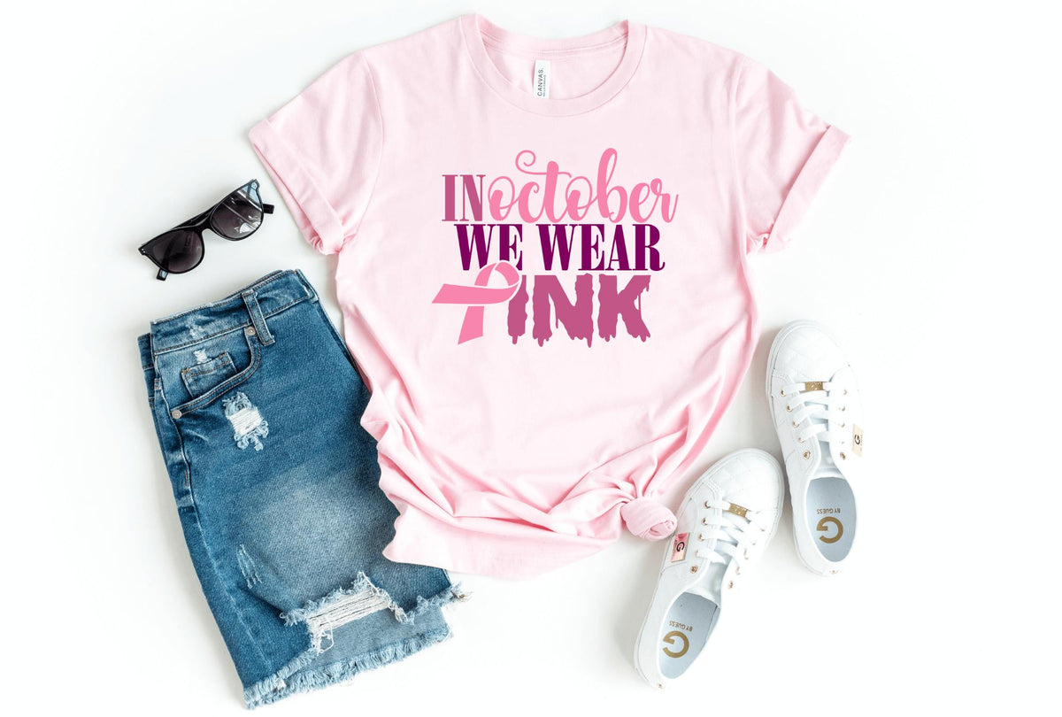 T-Shirt-In October We Wear Pink T-Shirt 🎗️-S-Pink-Jack N Roy