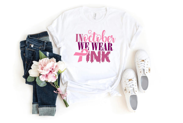 T-Shirt-In October We Wear Pink T-Shirt 🎗️-S-White-Jack N Roy