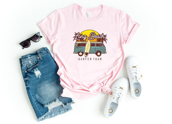 T-Shirt-Long Beach Surfer T-Shirt-S-Pink-Jack N Roy