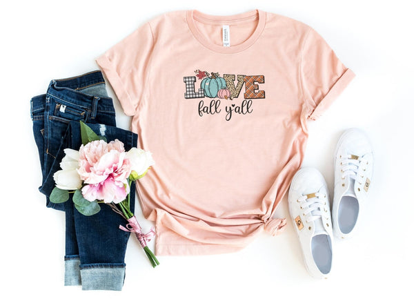 T-Shirt-Love Fall Y'All T-Shirt-S-Heather Peach-Jack N Roy