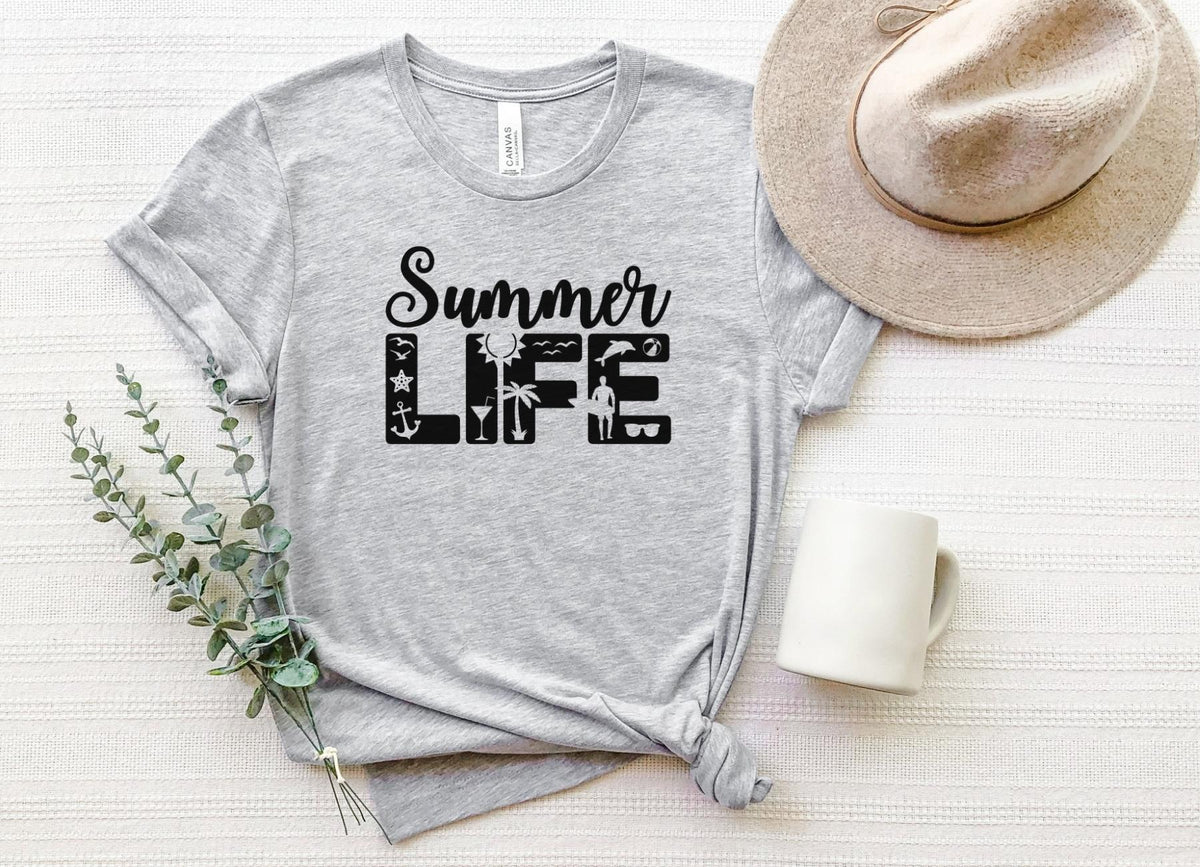 T-Shirt-Summer Life T-Shirt-S-Athletic Heather-Jack N Roy