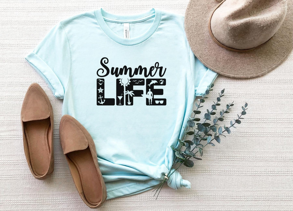 T-Shirt-Summer Life T-Shirt-S-Heather Ice Blue-Jack N Roy