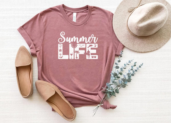 T-Shirt-Summer Life T-Shirt-S-Heather Mauve-Jack N Roy