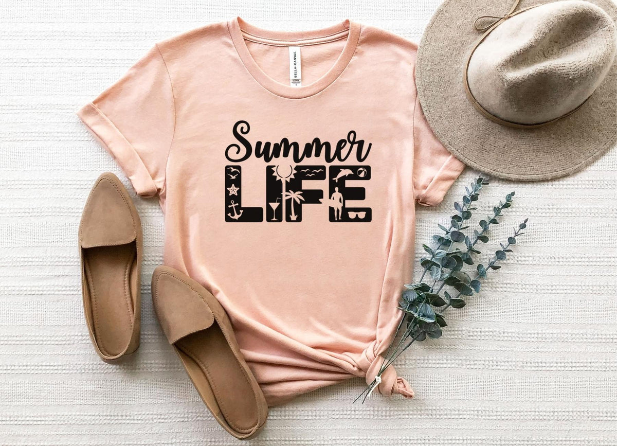 T-Shirt-Summer Life T-Shirt-S-Heather Peach-Jack N Roy