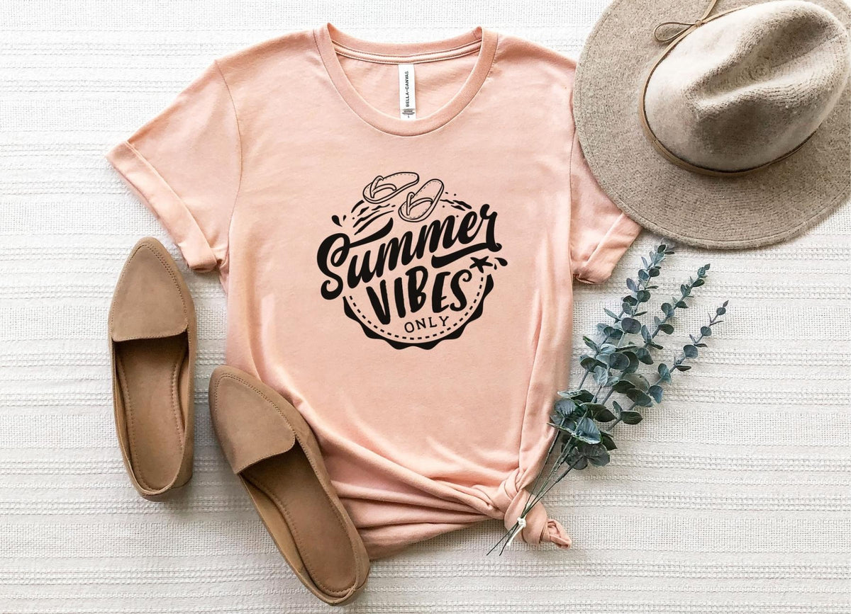 T-Shirt-Summer Vibes Only T-Shirt-S-Heather Peach-Jack N Roy