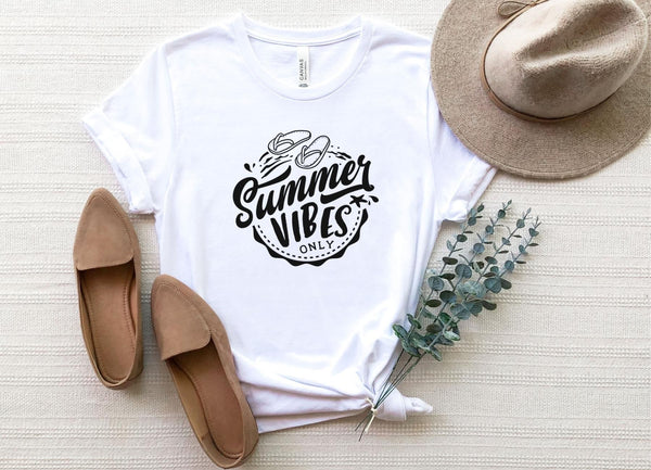 T-Shirt-Summer Vibes Only T-Shirt-S-White-Jack N Roy