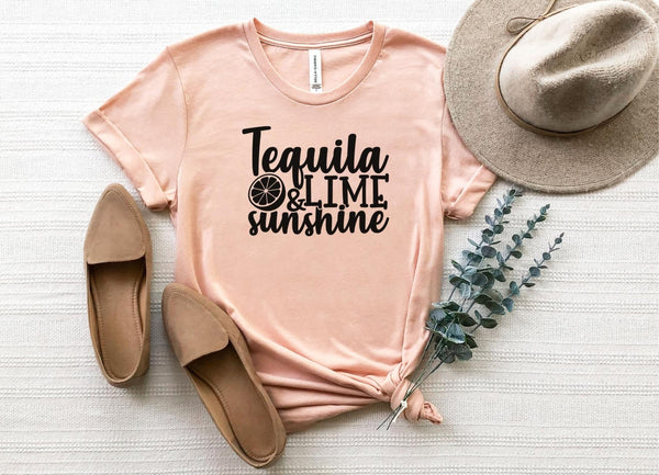 T-Shirt-Tequila, Lime, Sunshine T-Shirt-S-Heather Peach-Jack N Roy