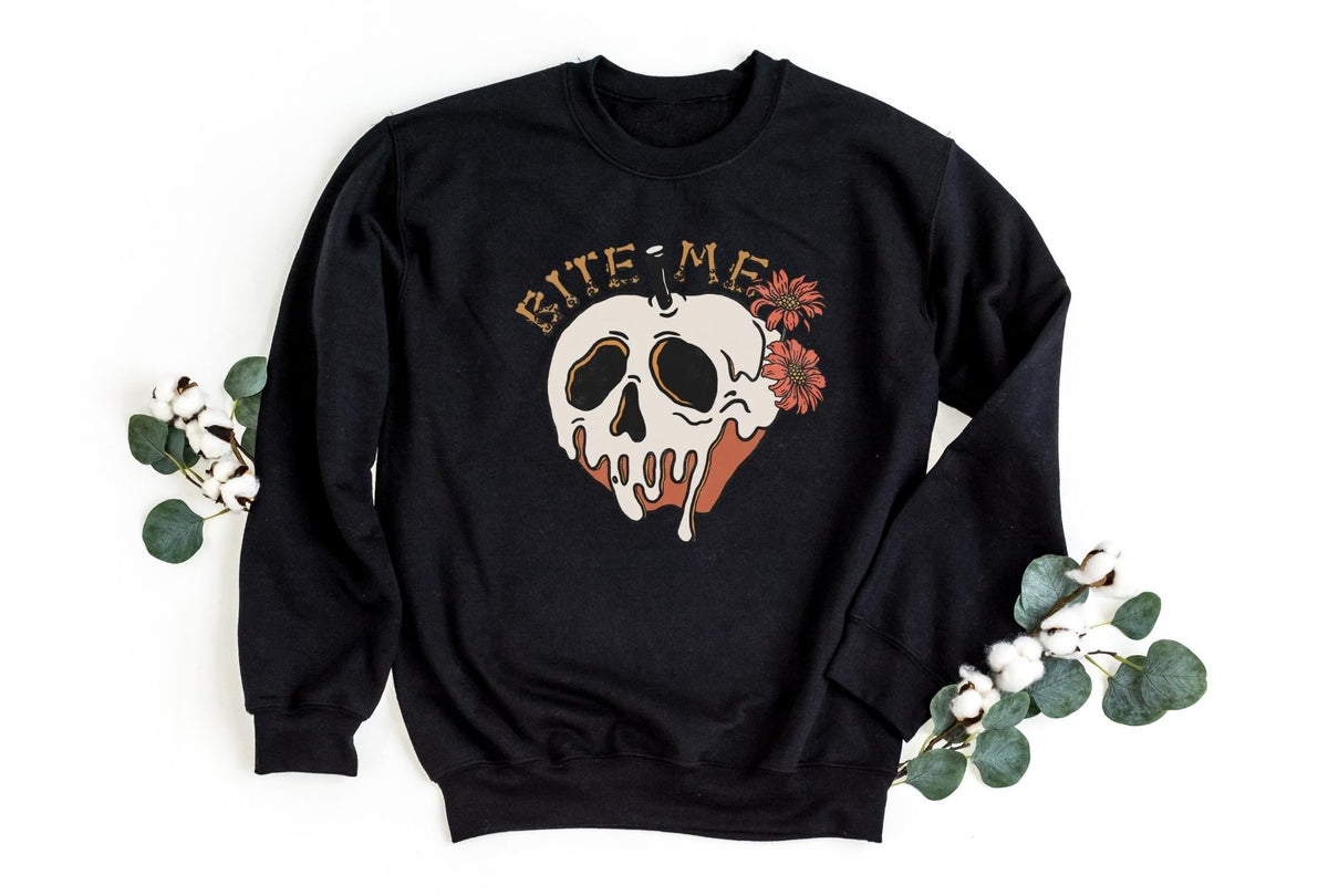 Sweatshirt-Bite Me (Skull) Sweatshirt-S-Black-Jack N Roy