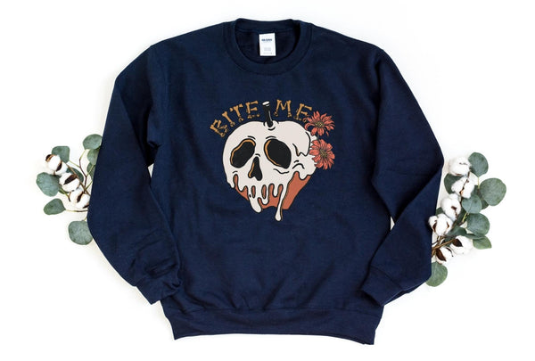 Sweatshirt-Bite Me (Skull) Sweatshirt-S-Navy-Jack N Roy