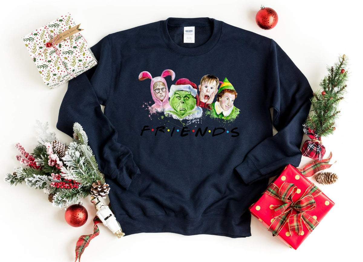 Sweatshirts-Christmas Friends Sweatshirt-S-Navy-Jack N Roy