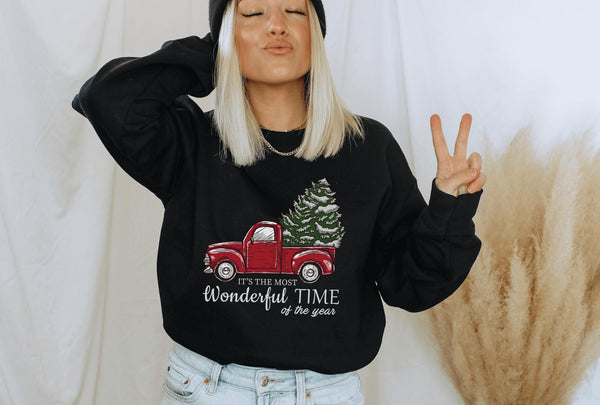 Sweatshirt-Christmas Truck Sweatshirt-Jack N Roy