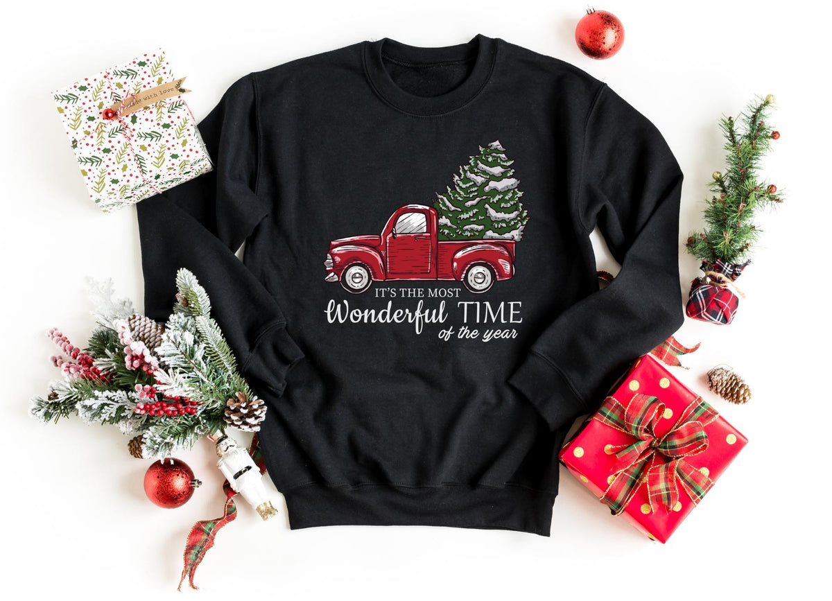 Sweatshirt-Christmas Truck Sweatshirt-S-Black-Jack N Roy