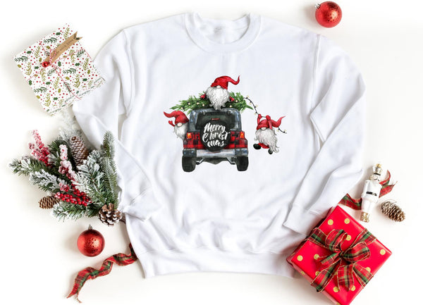 Sweatshirt-Gnomes On Christmas Truck Sweatshirt-S-White-Jack N Roy