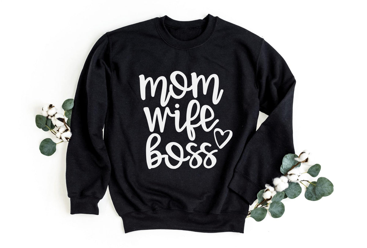 Sweatshirt-Mom Wife Boss Sweatshirt-S-Black-Jack N Roy