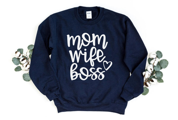 Sweatshirt-Mom Wife Boss Sweatshirt-S-Navy-Jack N Roy