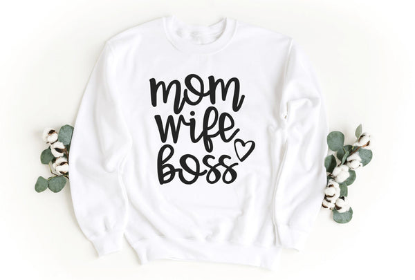 Sweatshirt-Mom Wife Boss Sweatshirt-S-White-Jack N Roy