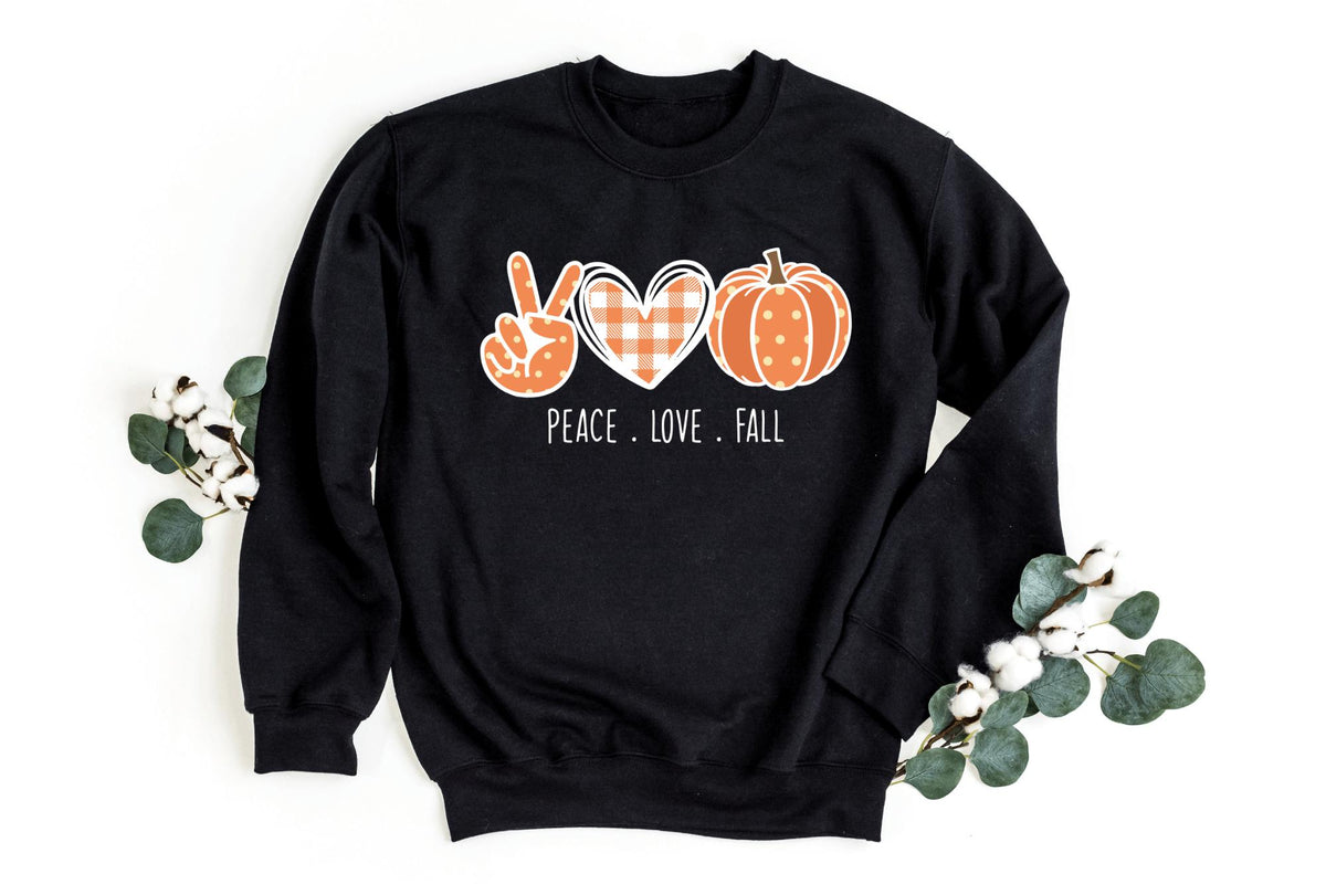 Sweatshirt-Peace, Love, Fall Sweatshirt-S-Black-Jack N Roy