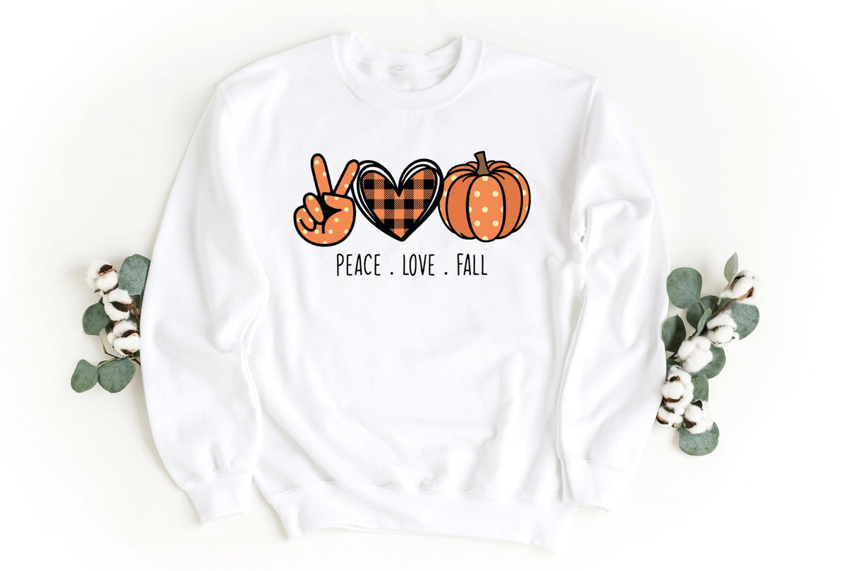 Sweatshirt-Peace, Love, Fall Sweatshirt-S-White-Jack N Roy