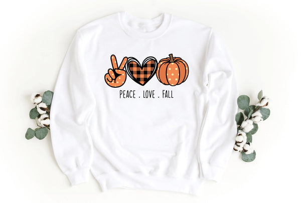 Sweatshirt-Peace, Love, Fall Sweatshirt-S-White-Jack N Roy