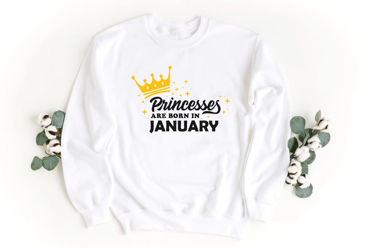 Sweatshirts-Princess Birthday Sweatshirt (Customize Your Month)-S-White-Jack N Roy