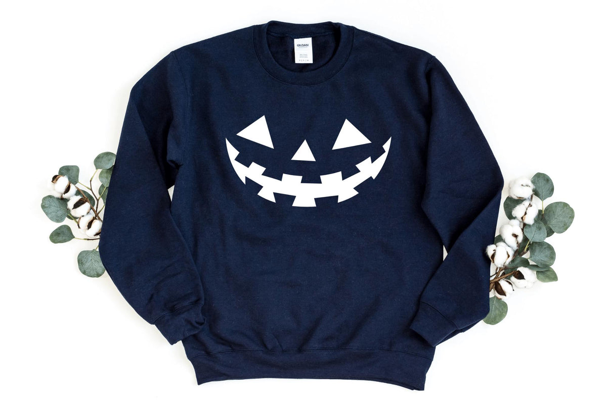 Sweatshirts-Pumpkin Face Sweatshirt-S-Navy-Jack N Roy