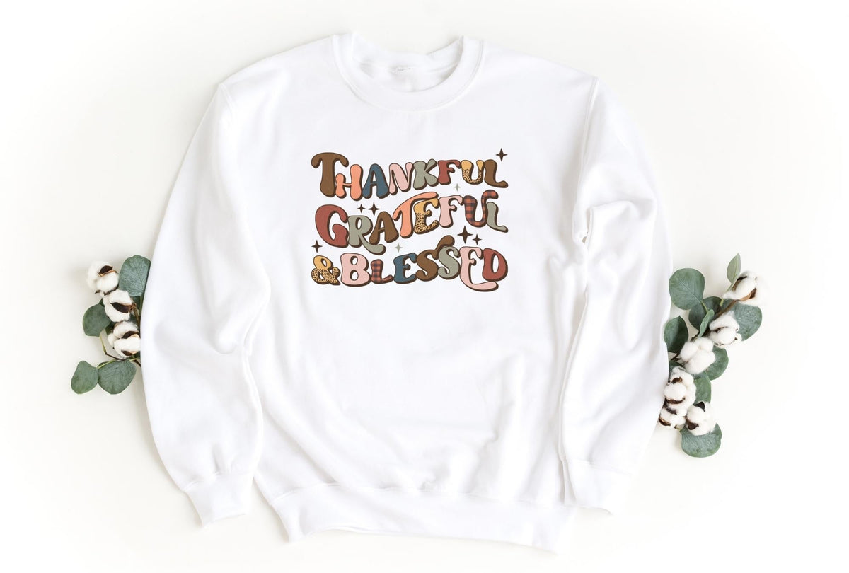 Sweatshirts-Thankful Grateful Blessed Sweatshirt-S-White-Jack N Roy