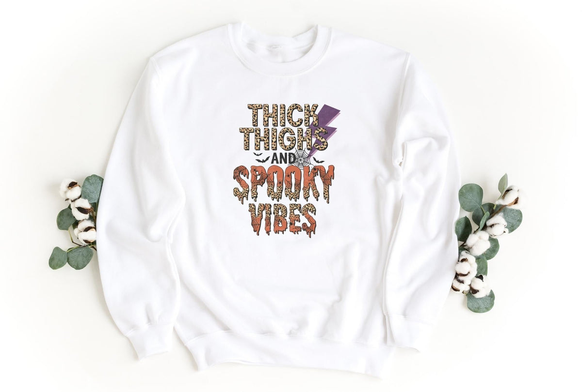 Sweatshirt-Thick Thighs & Spooky Vibes Sweatshirt-S-White-Jack N Roy