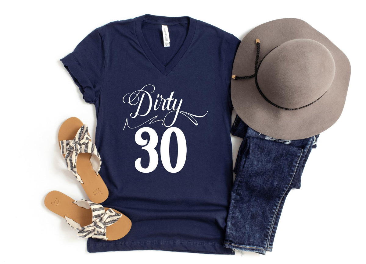 V-Neck Shirt-Dirty Thirty V-Neck-S-Navy-Jack N Roy