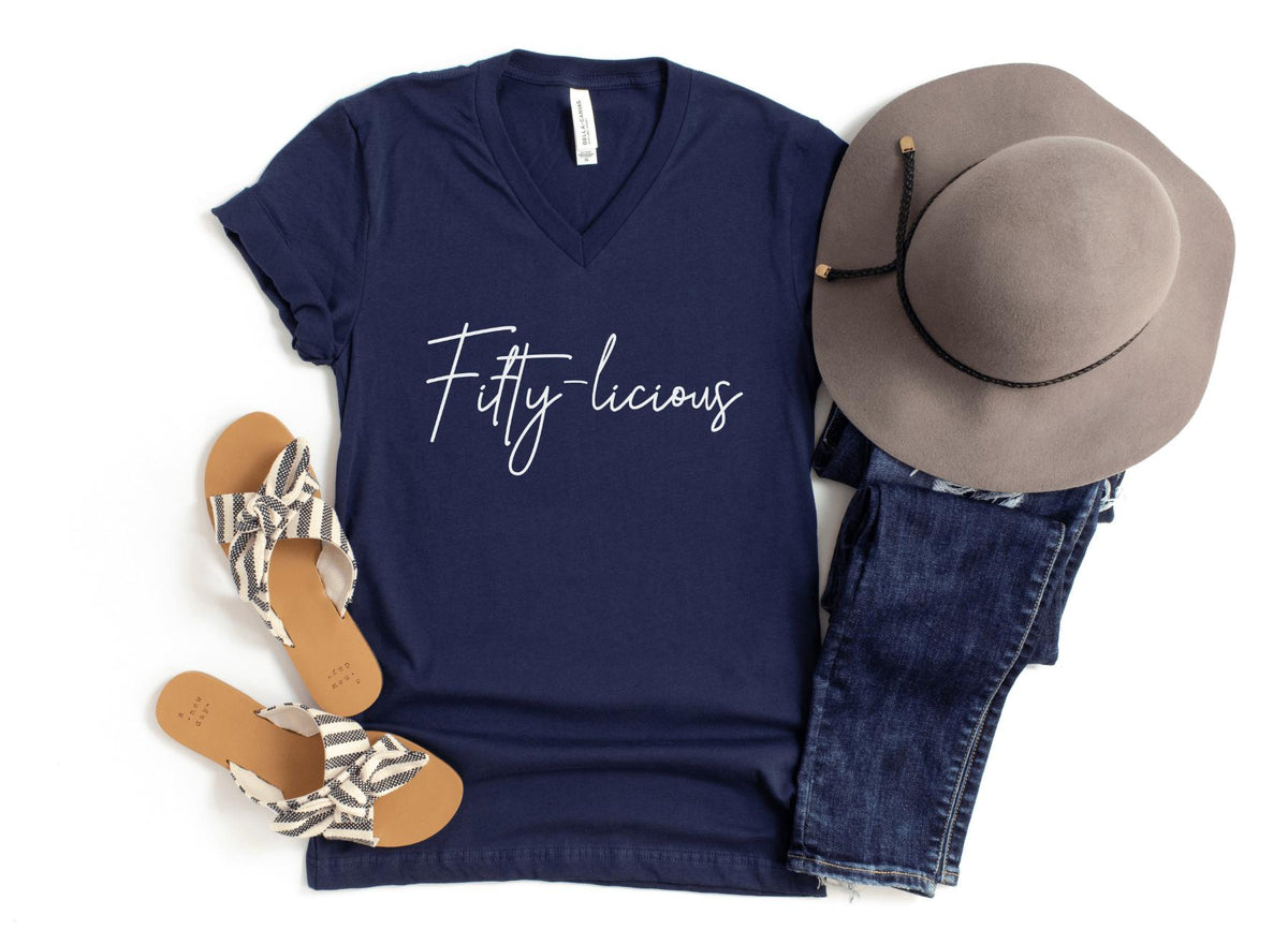 V-Neck Shirt-Fifty-licious V-Neck-S-Navy-Jack N Roy