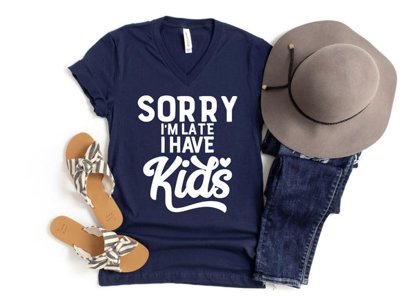 V-Neck Shirt-I Have Kids! V-Neck-S-Navy-Jack N Roy