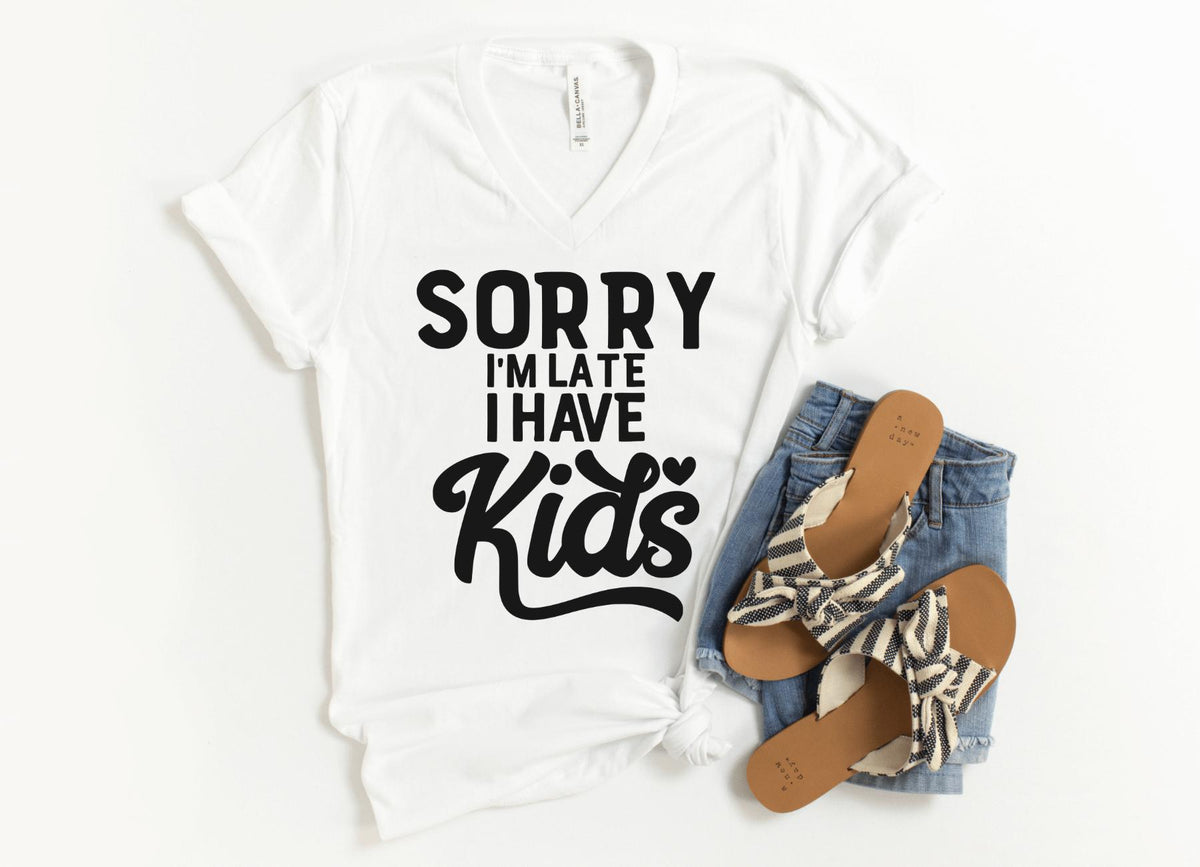 V-Neck Shirt-I Have Kids! V-Neck-S-White-Jack N Roy